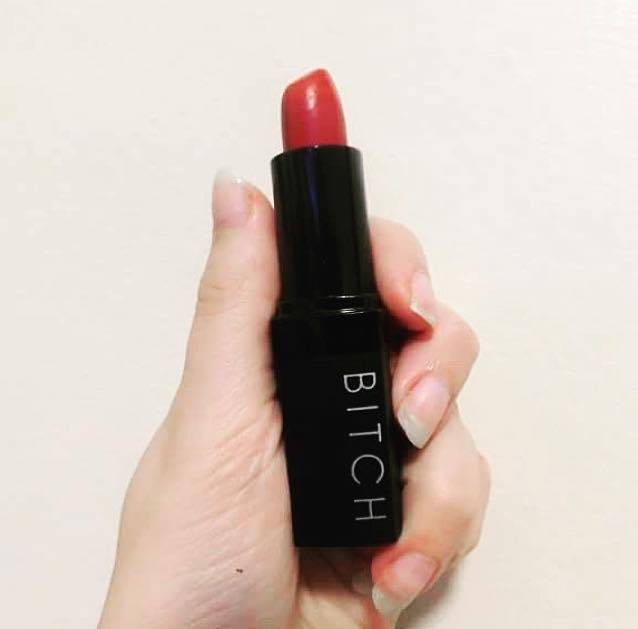 The perfect red lipstick: Basic Bitch cosmetics Queen Bee by Lucy Watson (review)